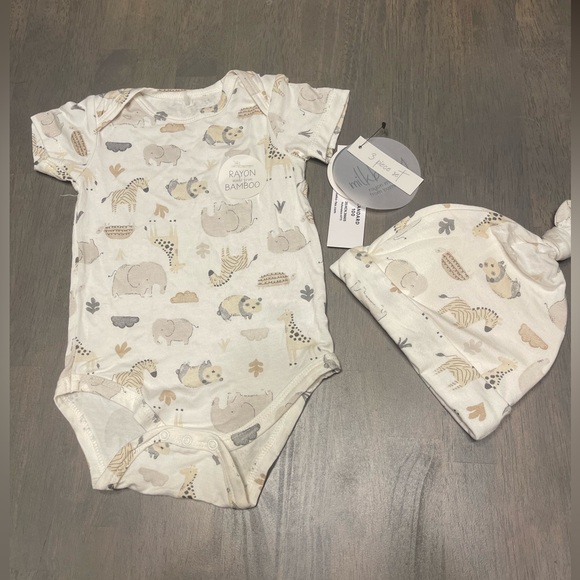 👶🏻 NEW! • Milkberry • Bamboo 3 Piece Safari Pajamas | 6-9 months - Picture 3 of 7